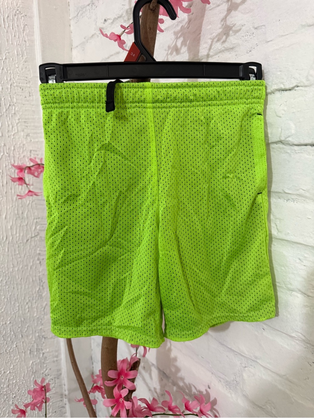 Boy's Neon Green Mesh Athletic Shorts